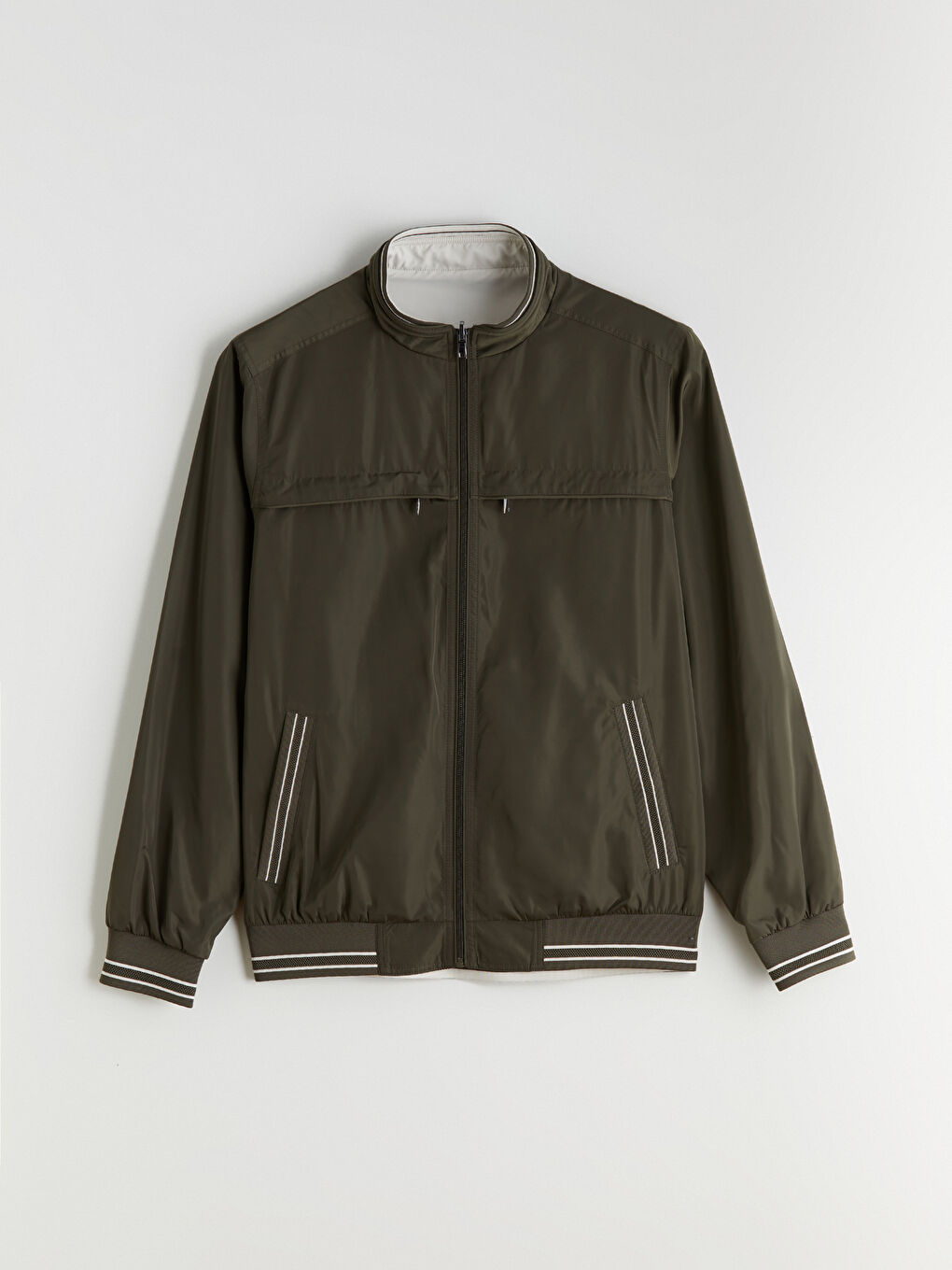 Haki Standart Kalıp Dik Yaka Erkek Mont-8