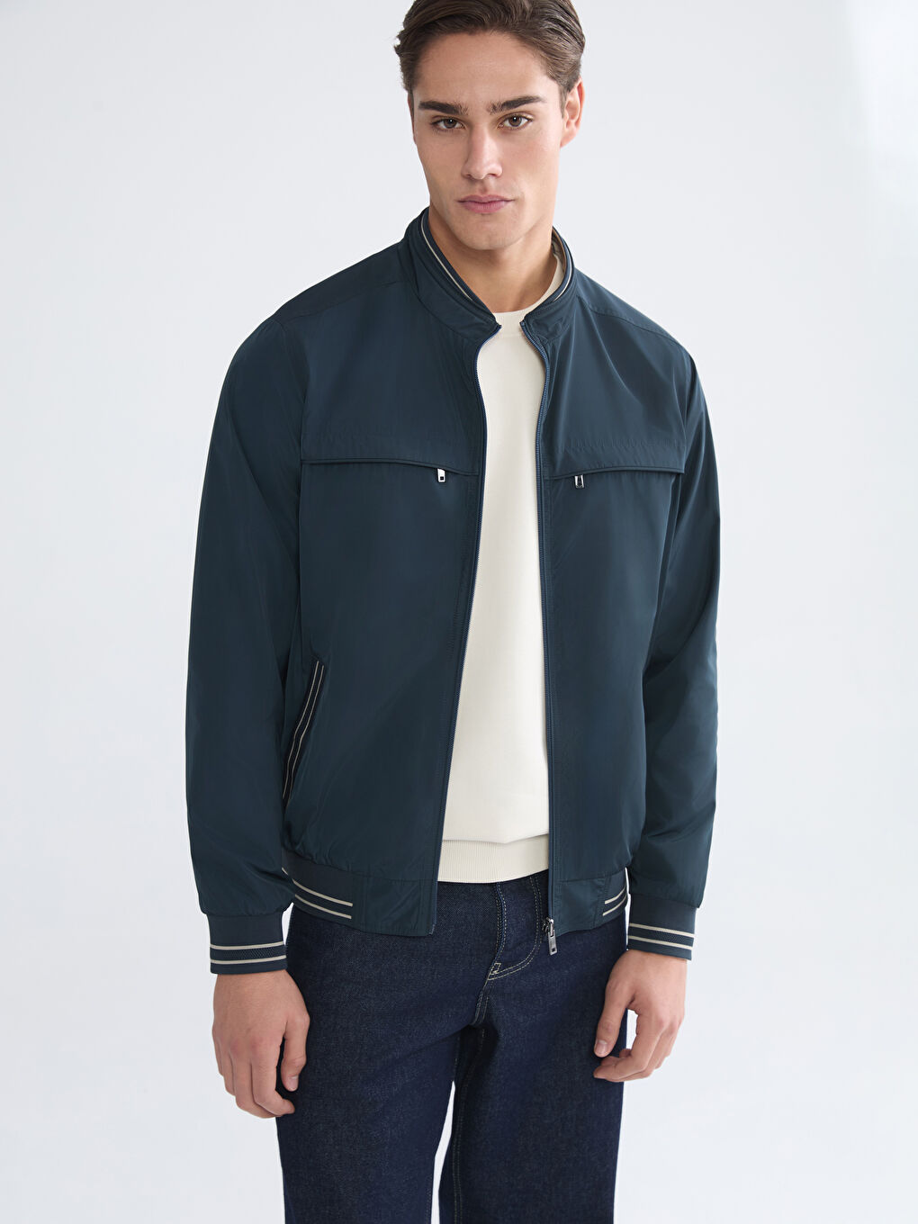 İndigo Standart Kalıp Dik Yaka Erkek Mont-2