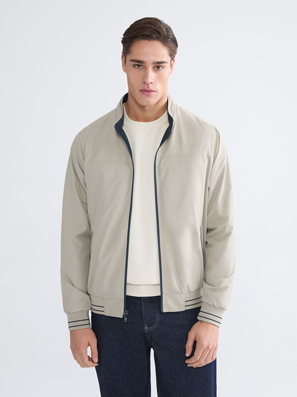 İndigo Standart Kalıp Dik Yaka Erkek Mont-4