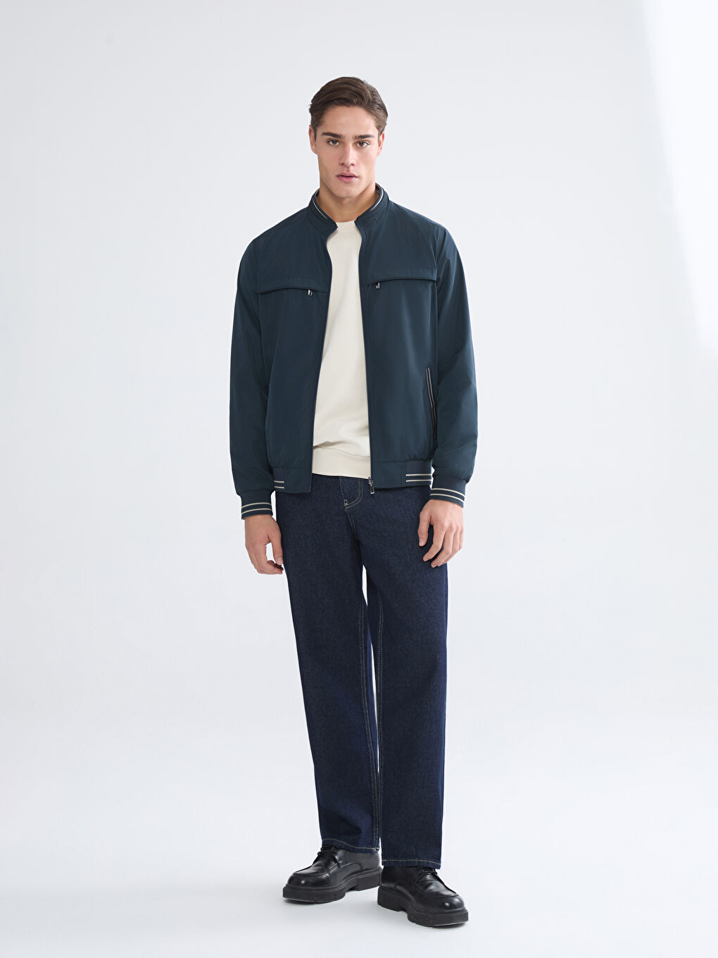 İndigo Standart Kalıp Dik Yaka Erkek Mont-6