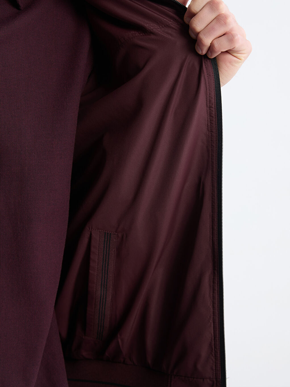 Siyah Standart Kalıp Dik Yaka Çift Taraflı Erkek Mont-4