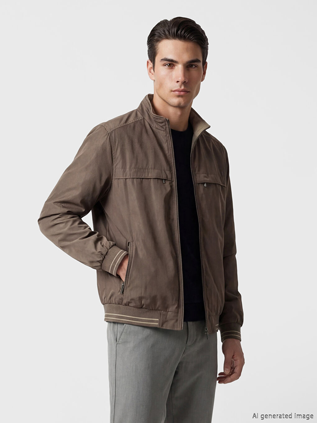 Mock Neck Reversible Men's Coat-1