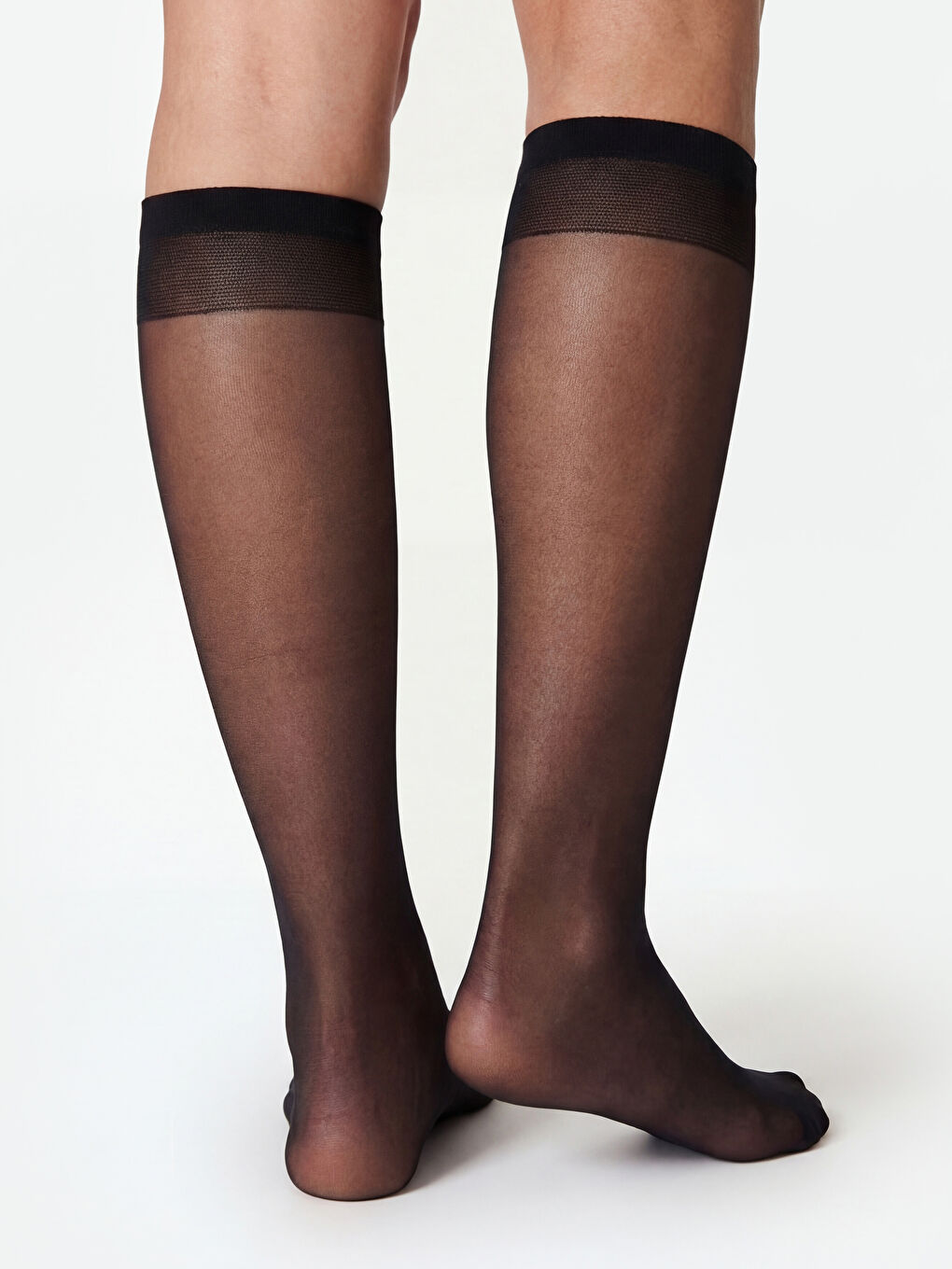 Siyah 15 Denye Kadın Diz Altı Çorap 2'li-2