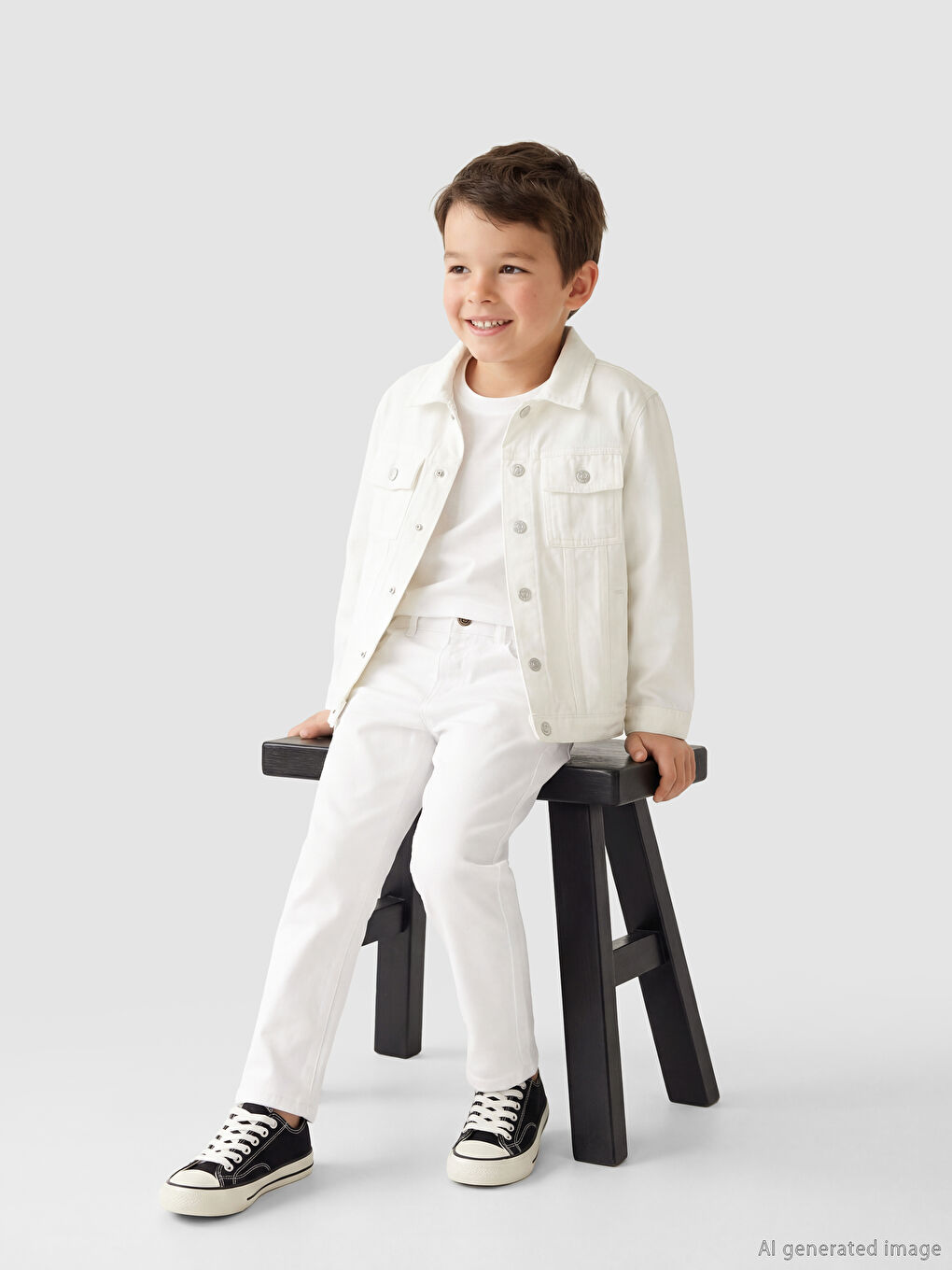 Beyaz Slim Fit Erkek Çocuk Pantolon