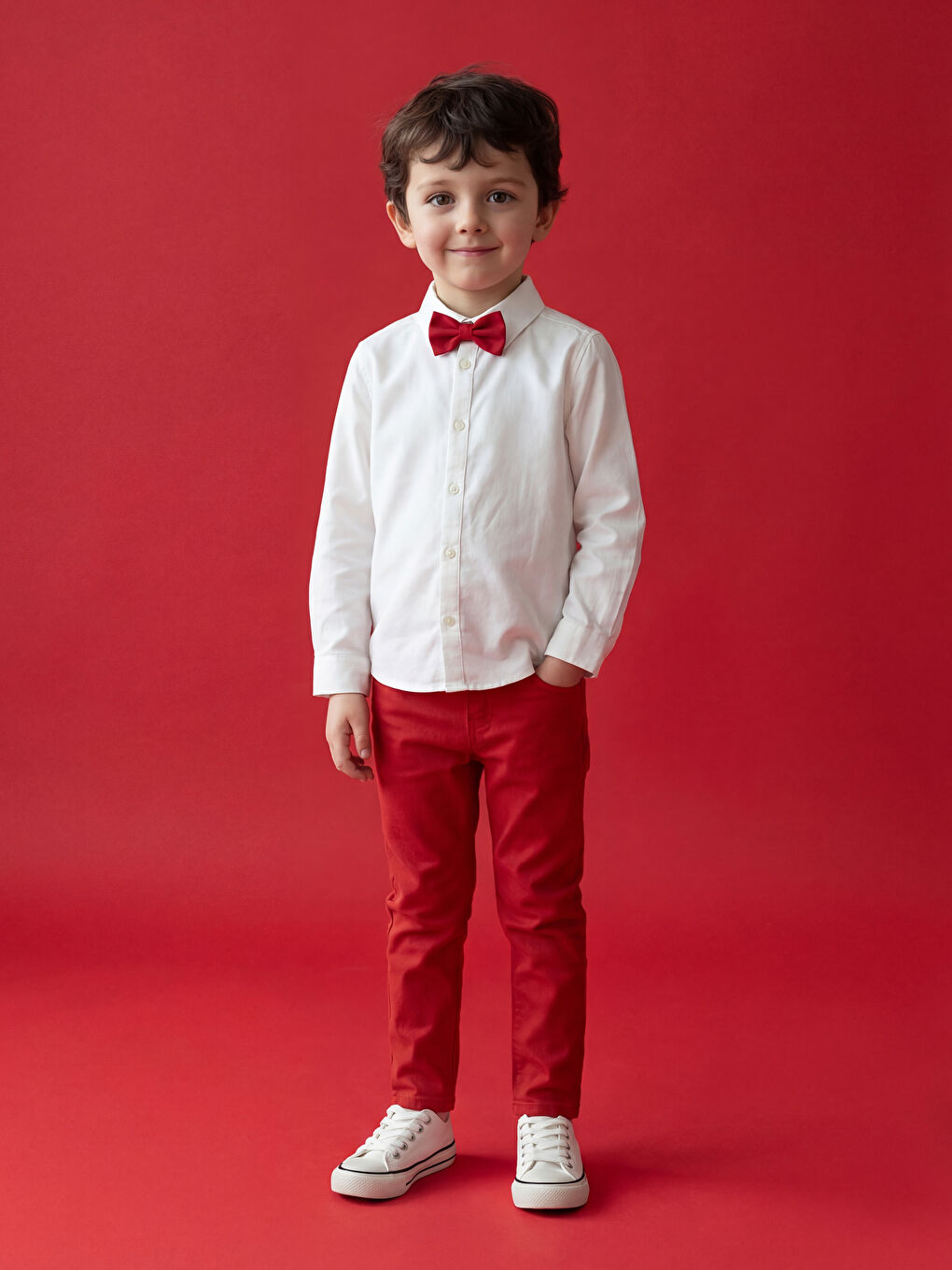 Kırmızı Slim Fit Erkek Çocuk Pantolon