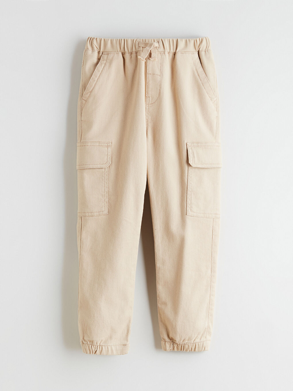 Bej Beli Lastikli Erkek Çocuk Kargo Pantolon	