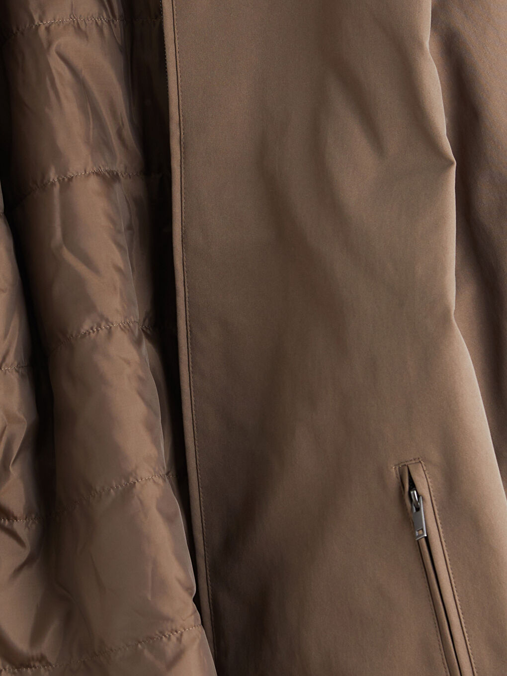 Bej Standart Kalıp Kadife Yaka Erkek Mont-6