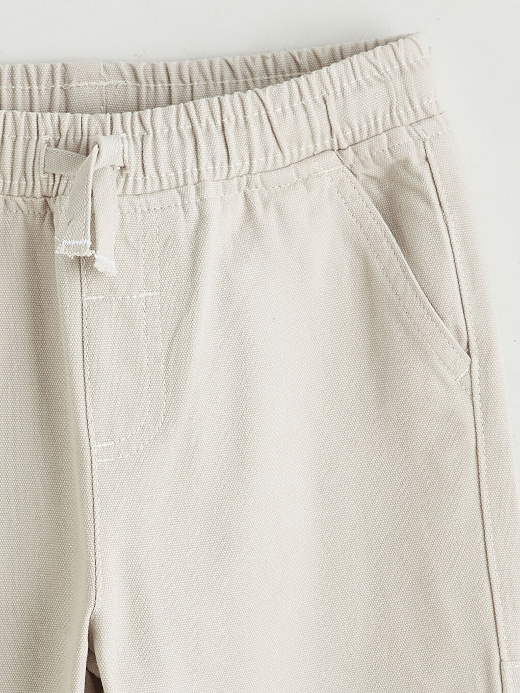 Gri Beli Lastikli Erkek Çocuk Kargo Kanvas Pantolon-1