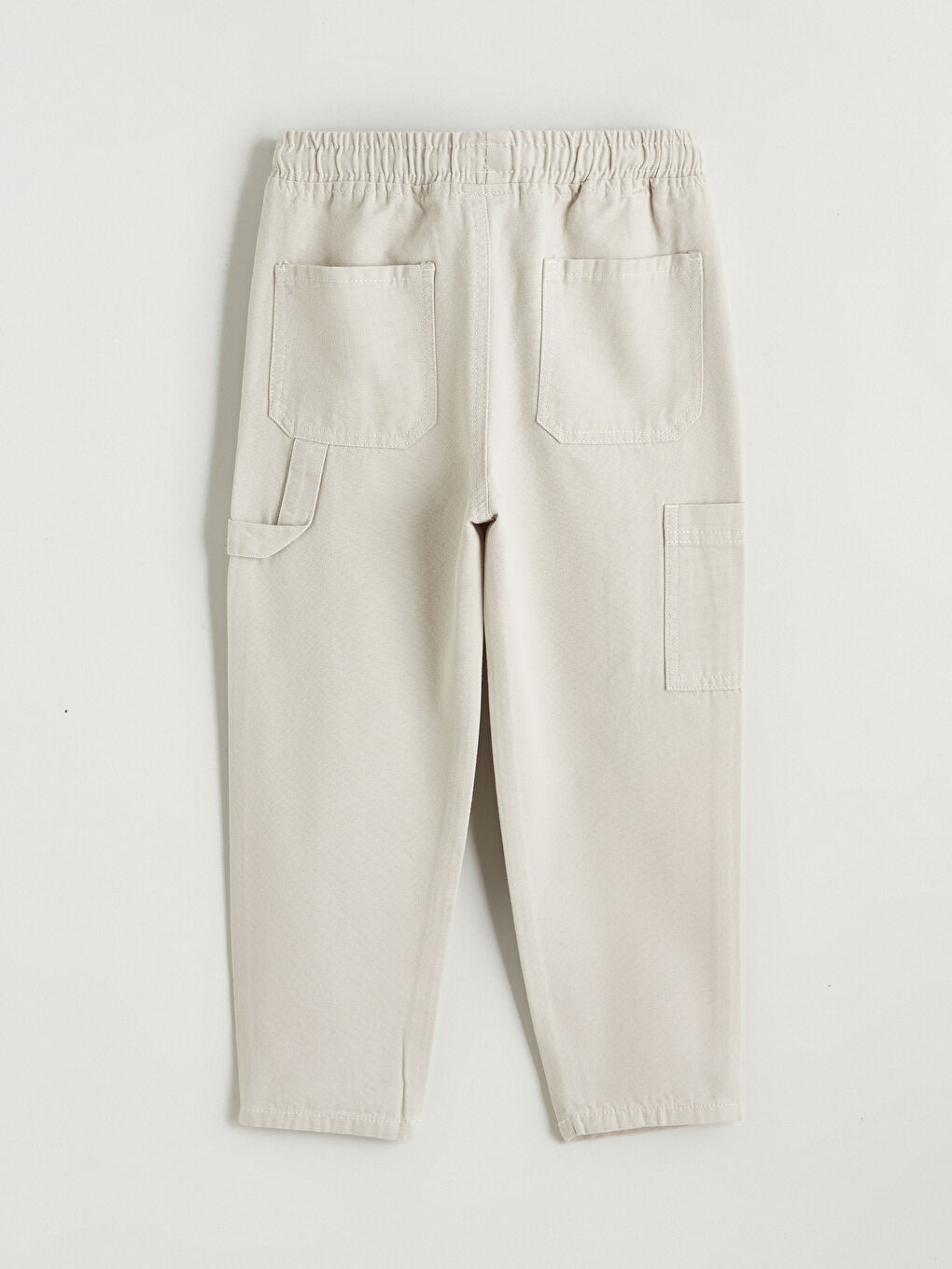 Gri Beli Lastikli Erkek Çocuk Kargo Kanvas Pantolon-2