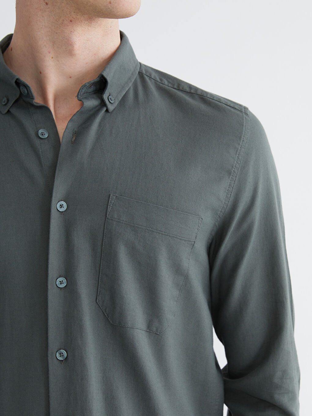 Yeşil Regular Fit Gabardin Erkek Gömlek-2