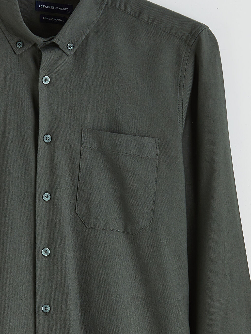 Yeşil Regular Fit Gabardin Erkek Gömlek-5