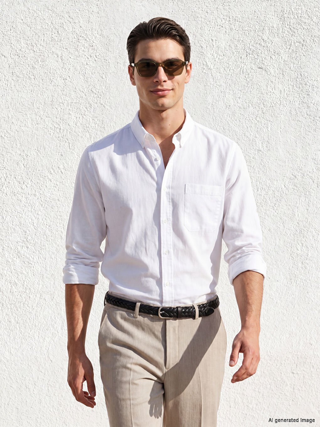 Beyaz Regular Fit Gabardin Erkek Basic Gömlek
