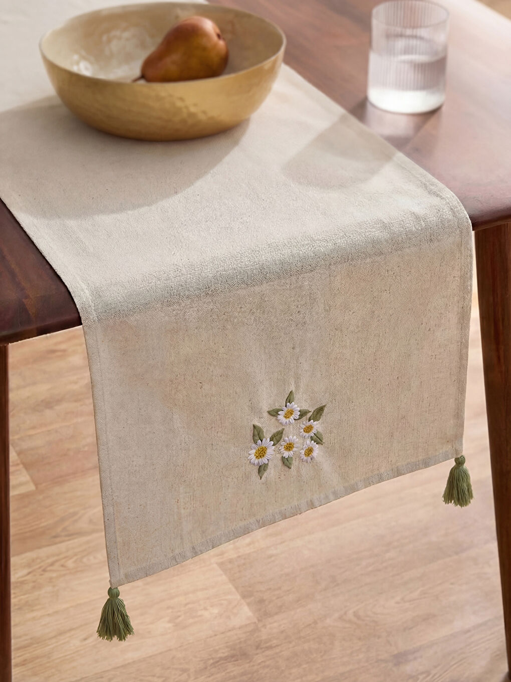 Karışık Çiçek Nakışlı Runner 45x150 cm-1