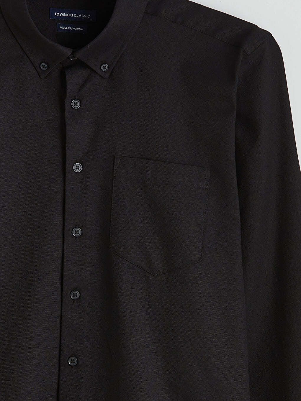 Siyah Regular Fit Armürlü Erkek Gömlek-1