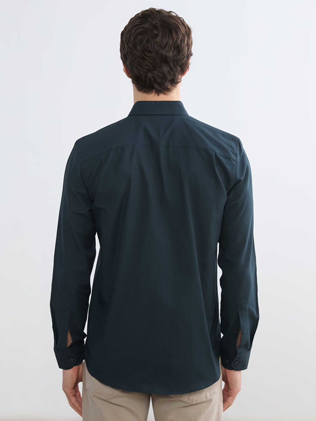 Lacivert Regular Fit Armürlü Erkek Gömlek-3