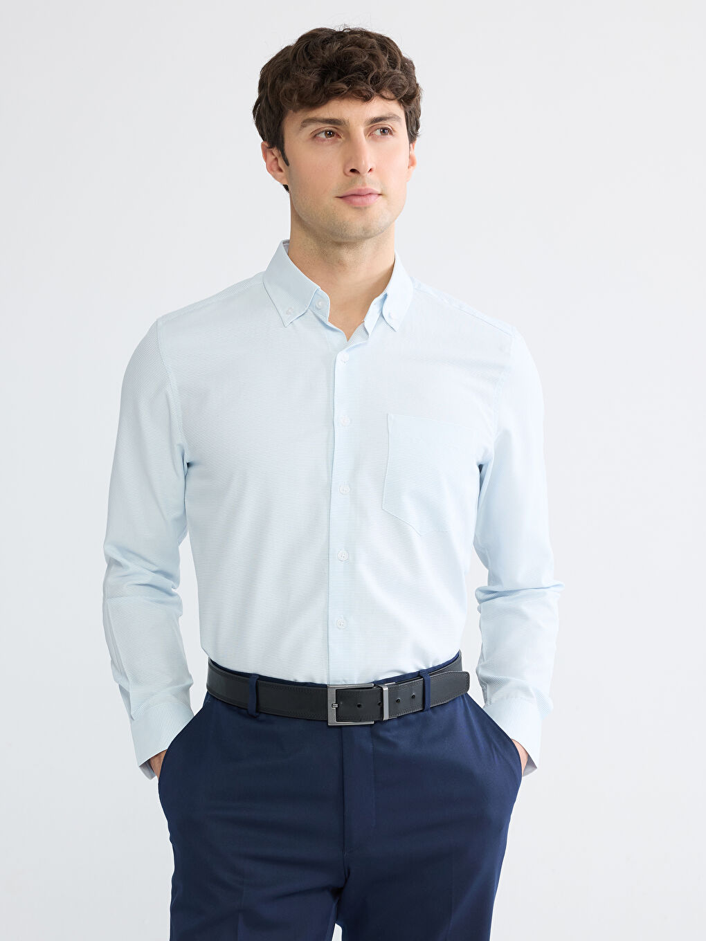 Mavi Regular Fit Armürlü Erkek Gömlek