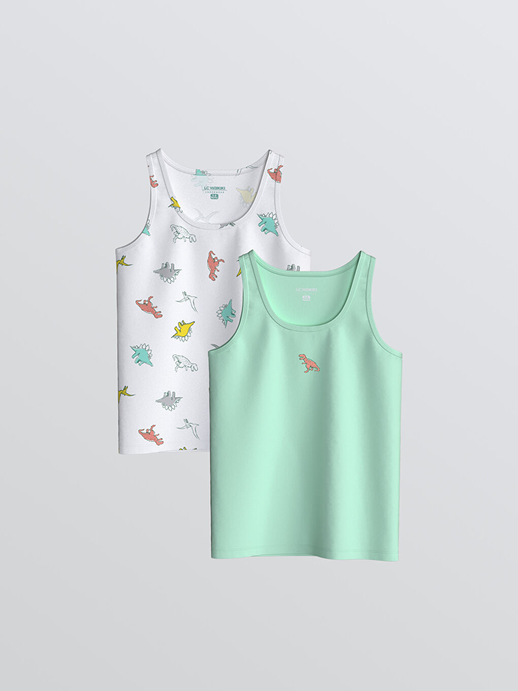 Beyaz Baskılı Erkek Çocuk Atlet 2'li