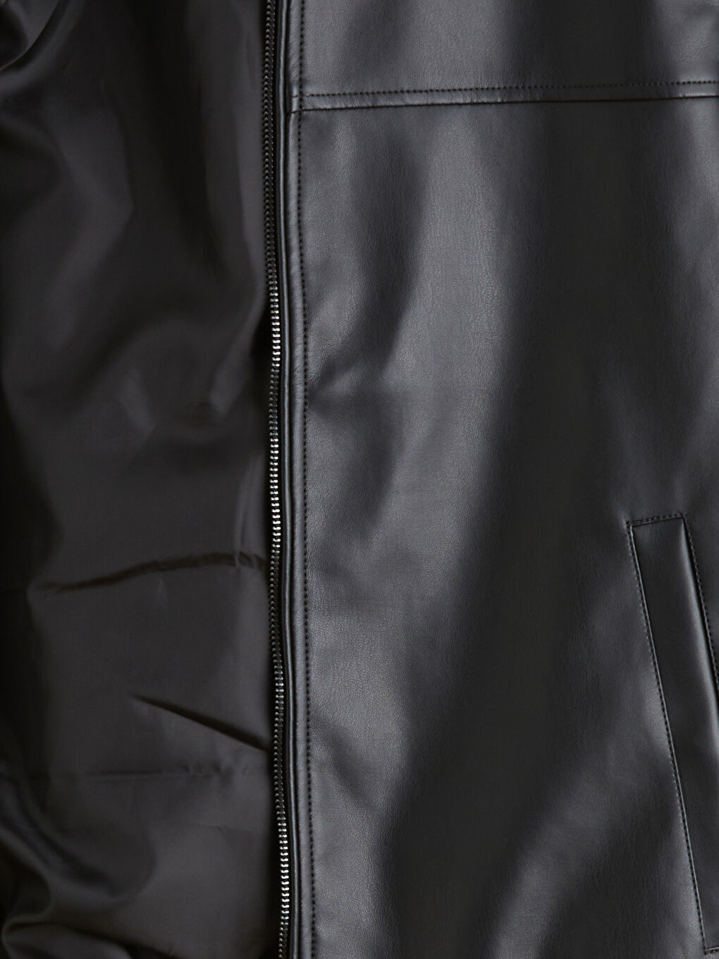 Collared Neck Men's Faux Leather Jacket-6