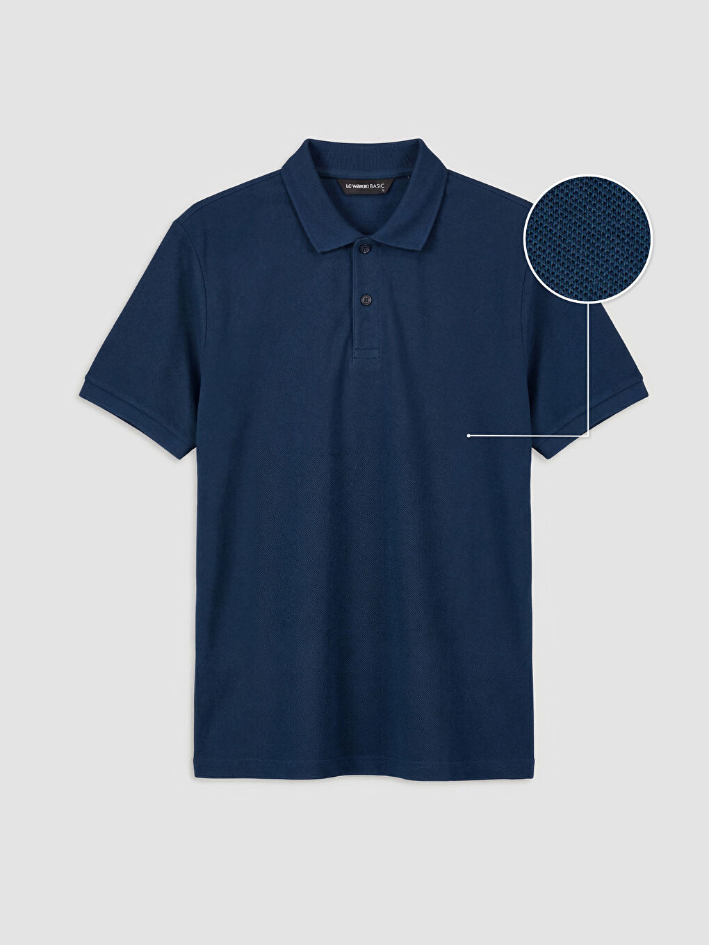 Lacivert Polo Yaka Pike Erkek Tişört-4