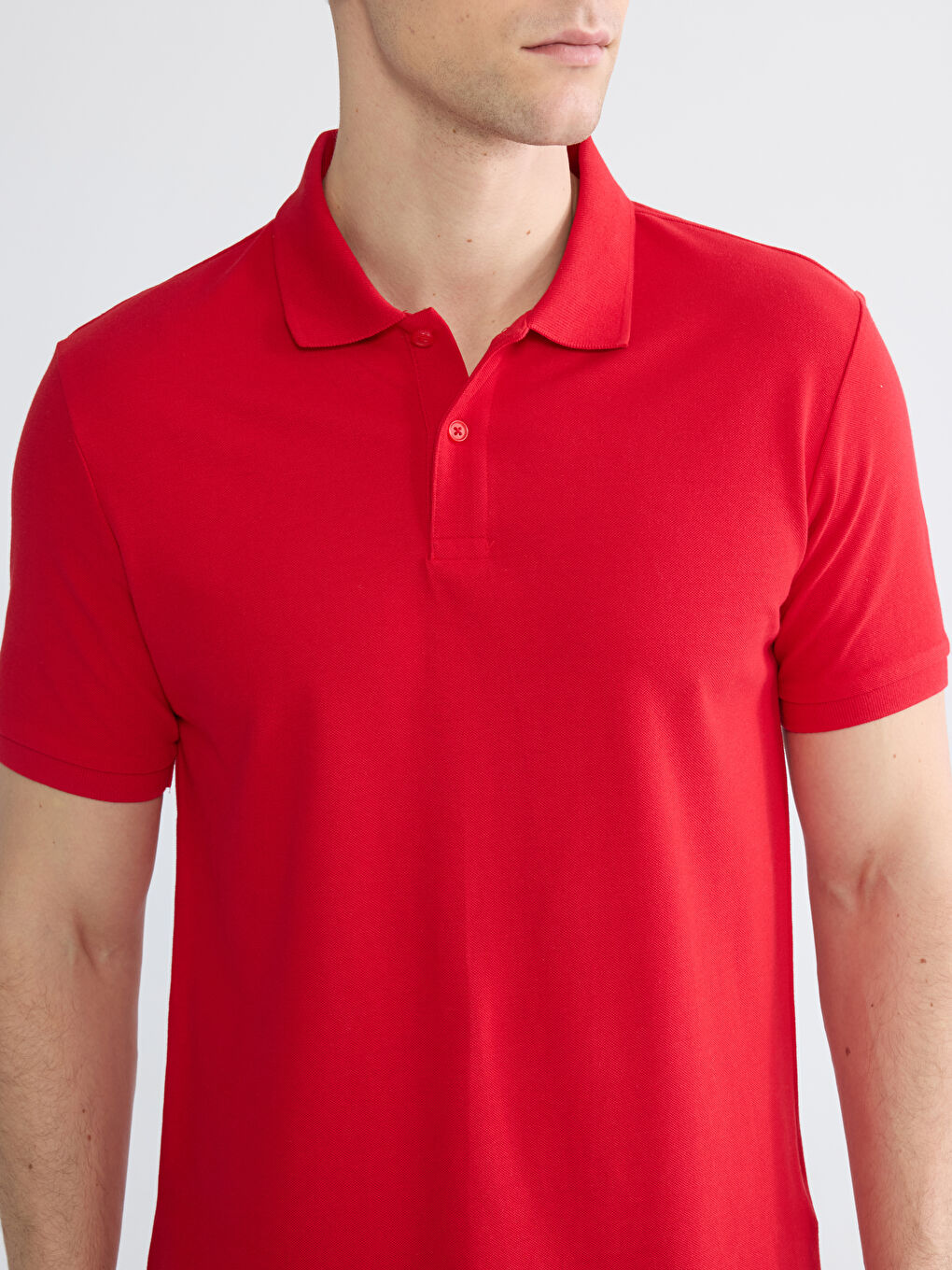 Kırmızı Polo Yaka Pike Erkek Tişört-3
