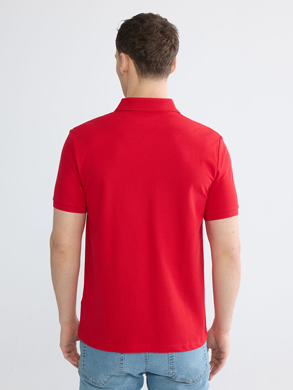 Kırmızı Polo Yaka Pike Erkek Tişört-4