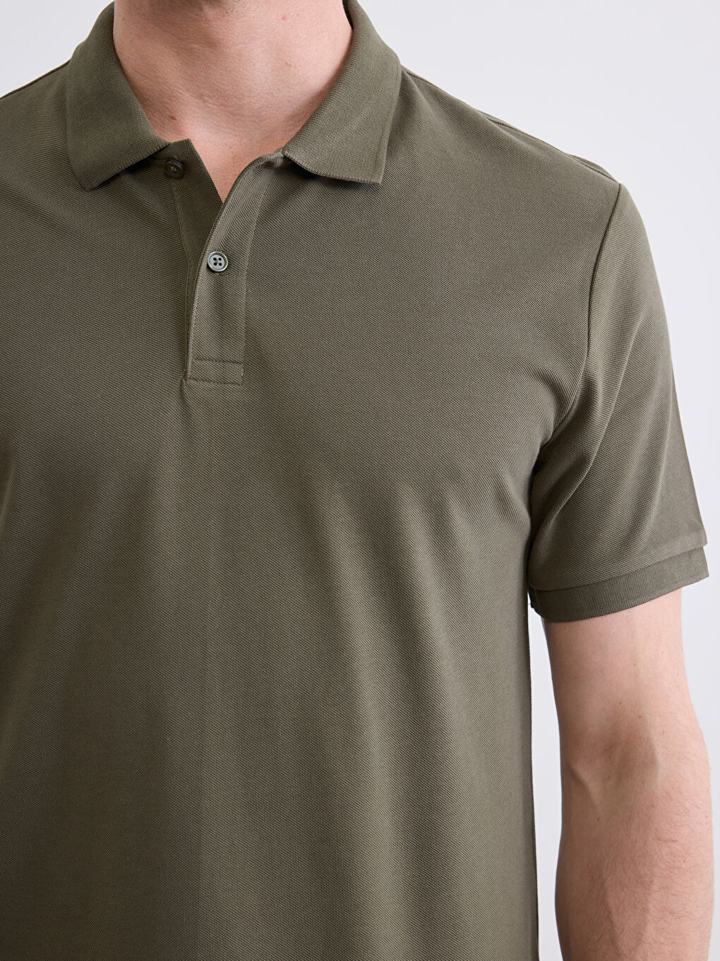 Haki Polo Yaka Pike Erkek Tişört-2