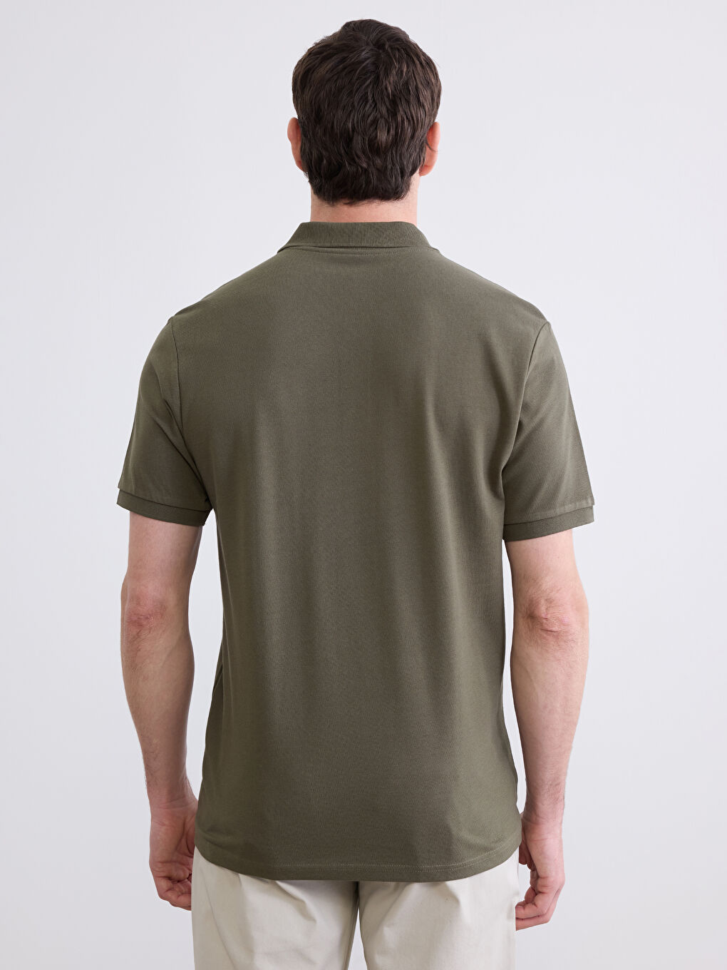 Haki Polo Yaka Pike Erkek Tişört-3