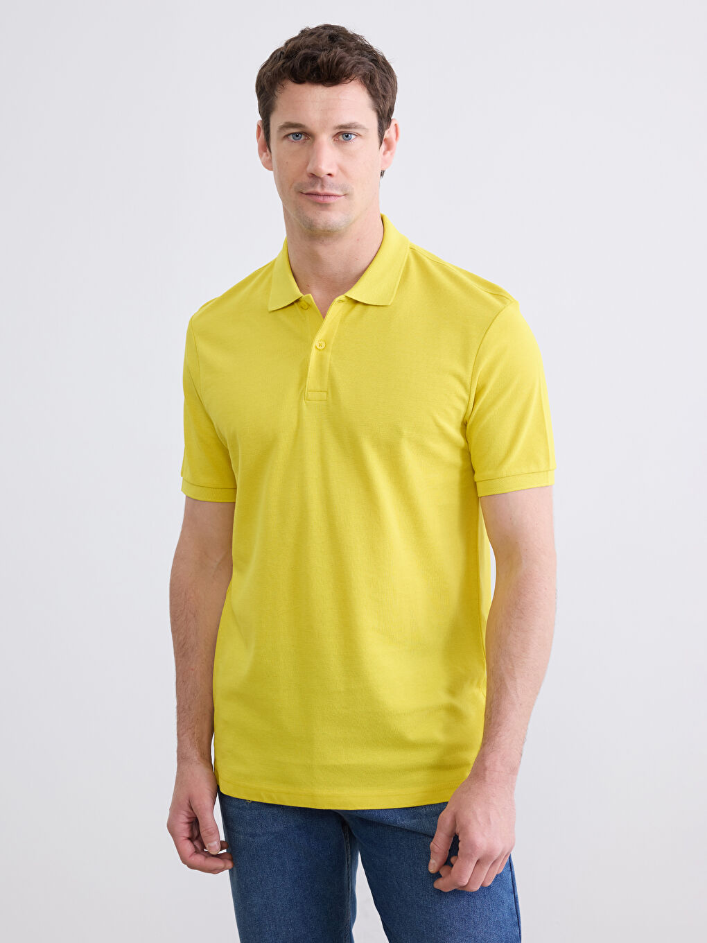 Sarı Polo Yaka Pike Erkek Tişört