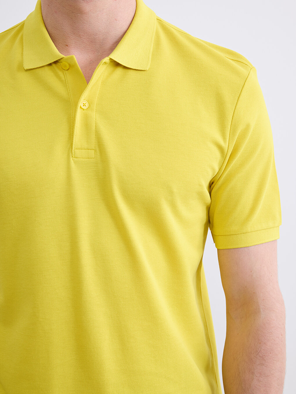 Sarı Polo Yaka Pike Erkek Tişört-2