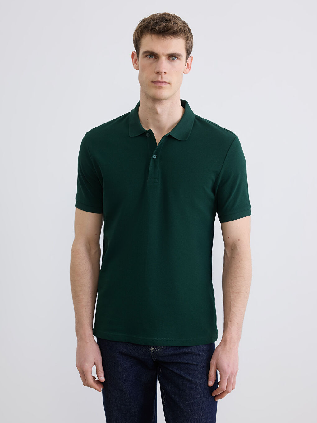 Yeşil Polo Yaka Pike Erkek Tişört