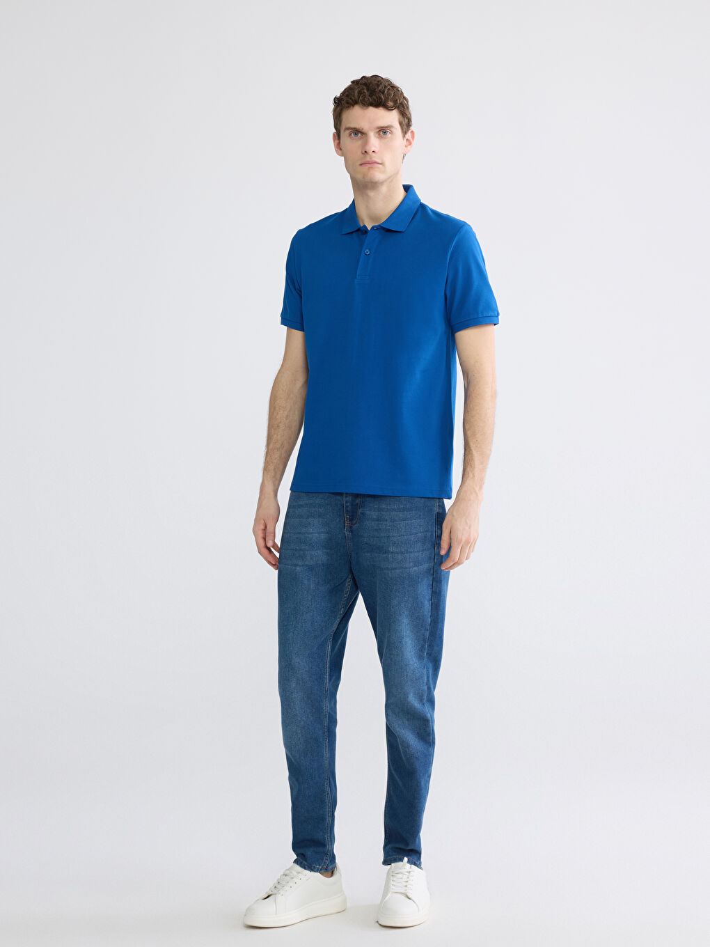Mavi Polo Yaka Pike Erkek Tişört-1