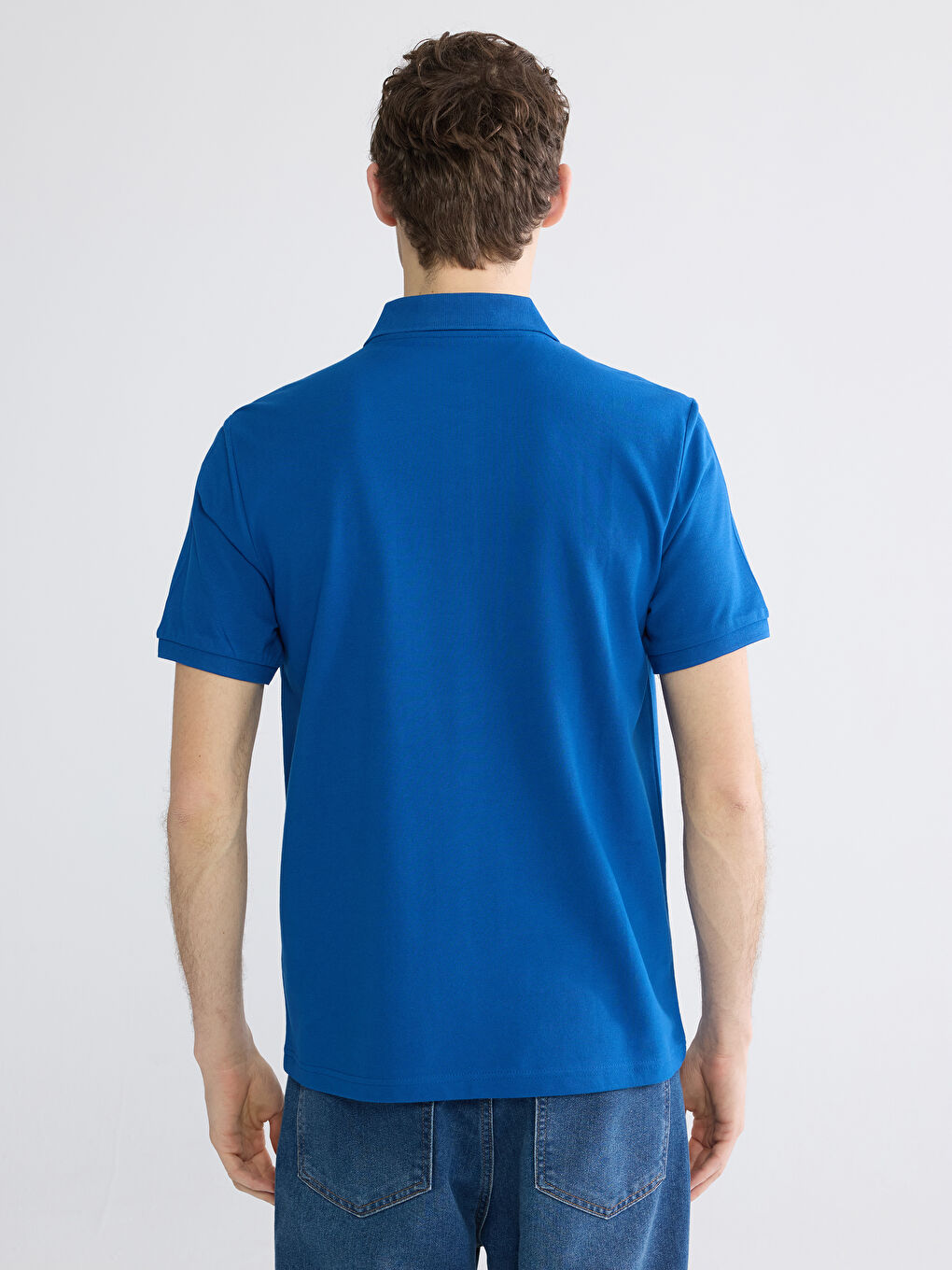 Mavi Polo Yaka Pike Erkek Tişört-3