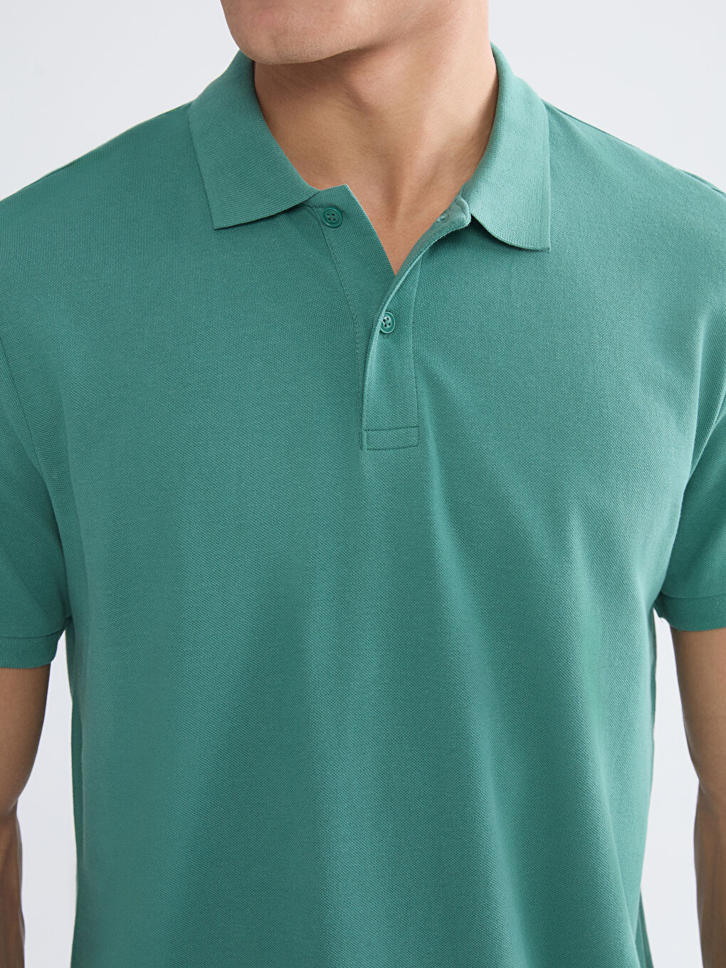 Yeşil Polo Yaka Pike Erkek Tişört-2