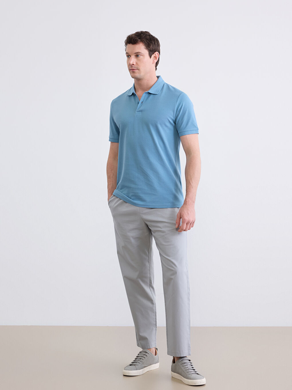 Mavi Polo Yaka Pike Erkek Tişört-2