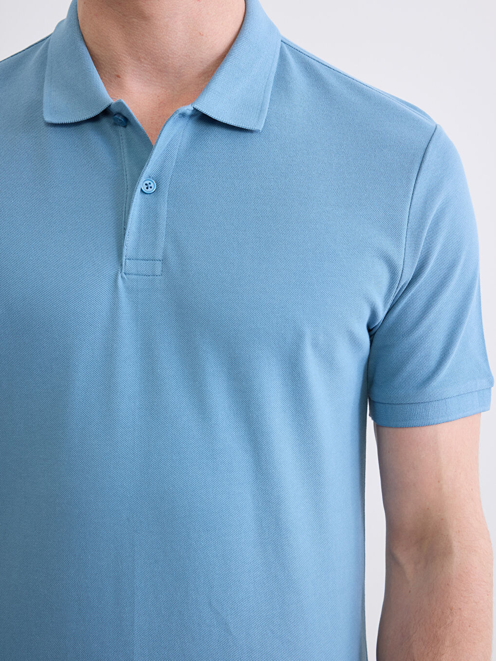 Mavi Polo Yaka Pike Erkek Tişört-3