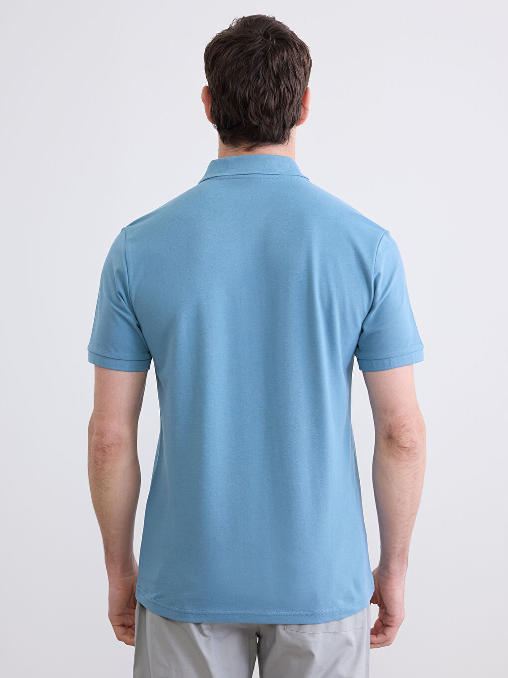 Mavi Polo Yaka Pike Erkek Tişört-4