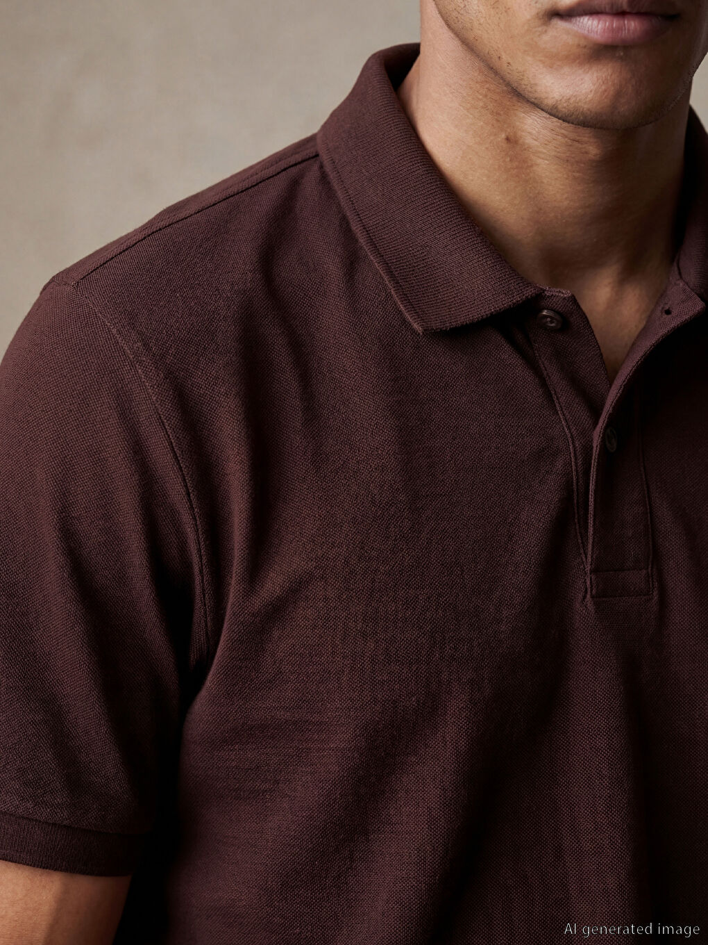 Mürdüm Polo Yaka Pike Erkek Tişört-2