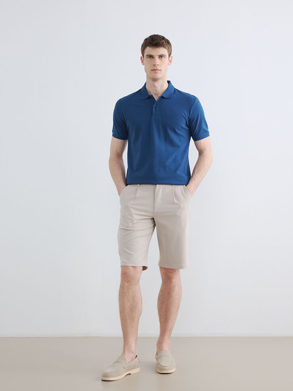 Lacivert Polo Yaka Pike Erkek Tişört-1