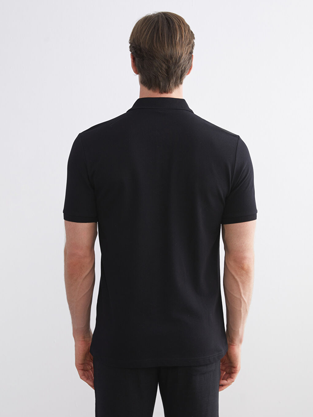 Siyah Polo Yaka Pike Erkek Tişört-3