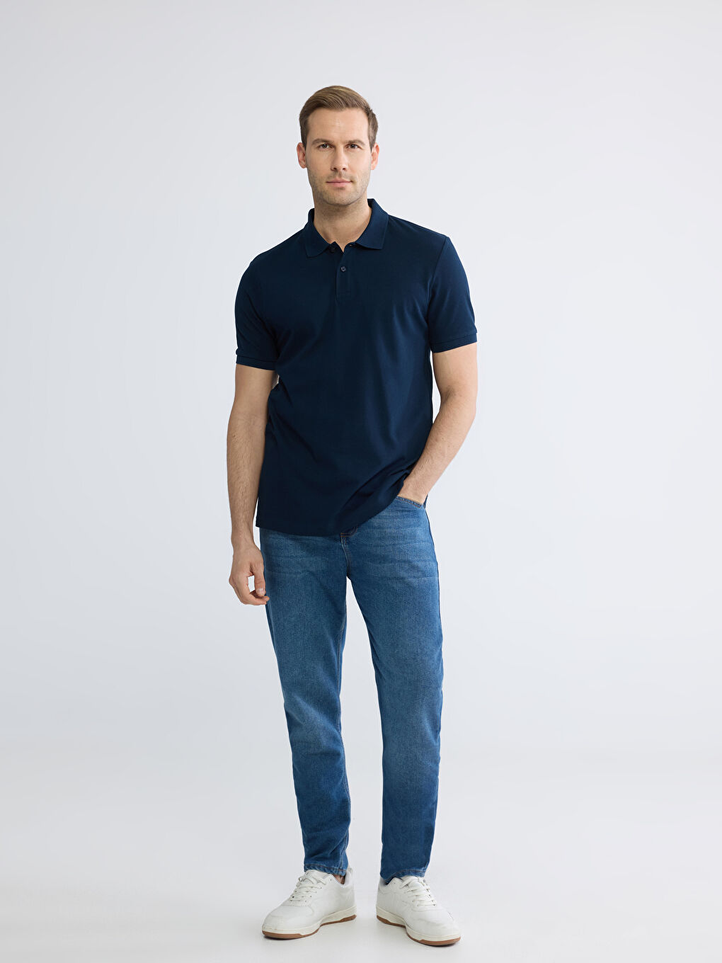 Мужчины Синий Футболка-5