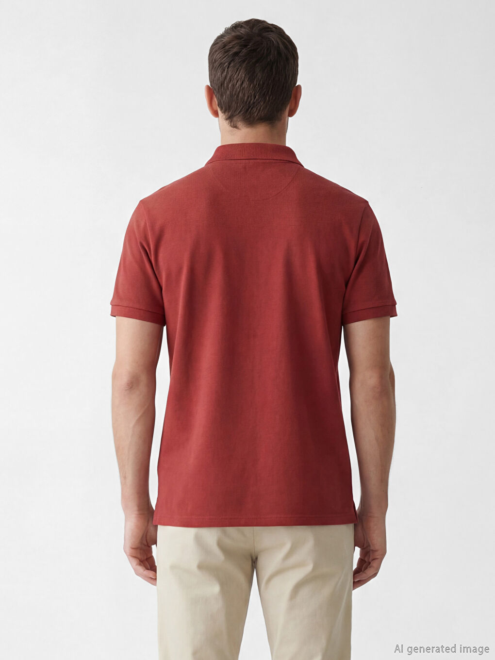 Kırmızı Polo Yaka Pike Erkek Tişört-2