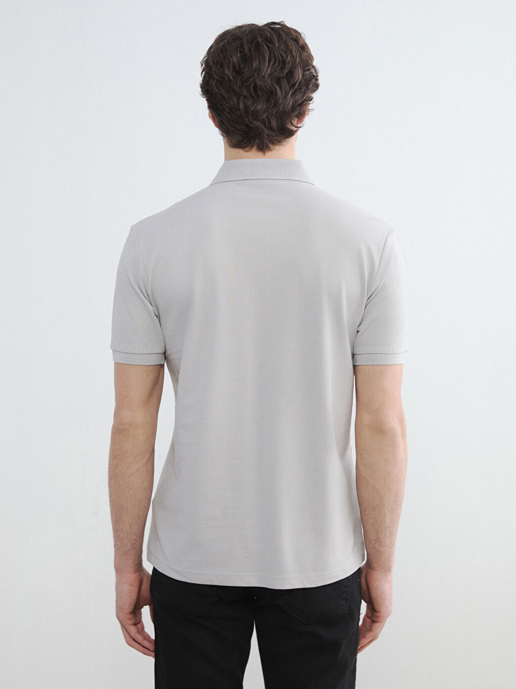 Gri Polo Yaka Pike Erkek Tişört-3