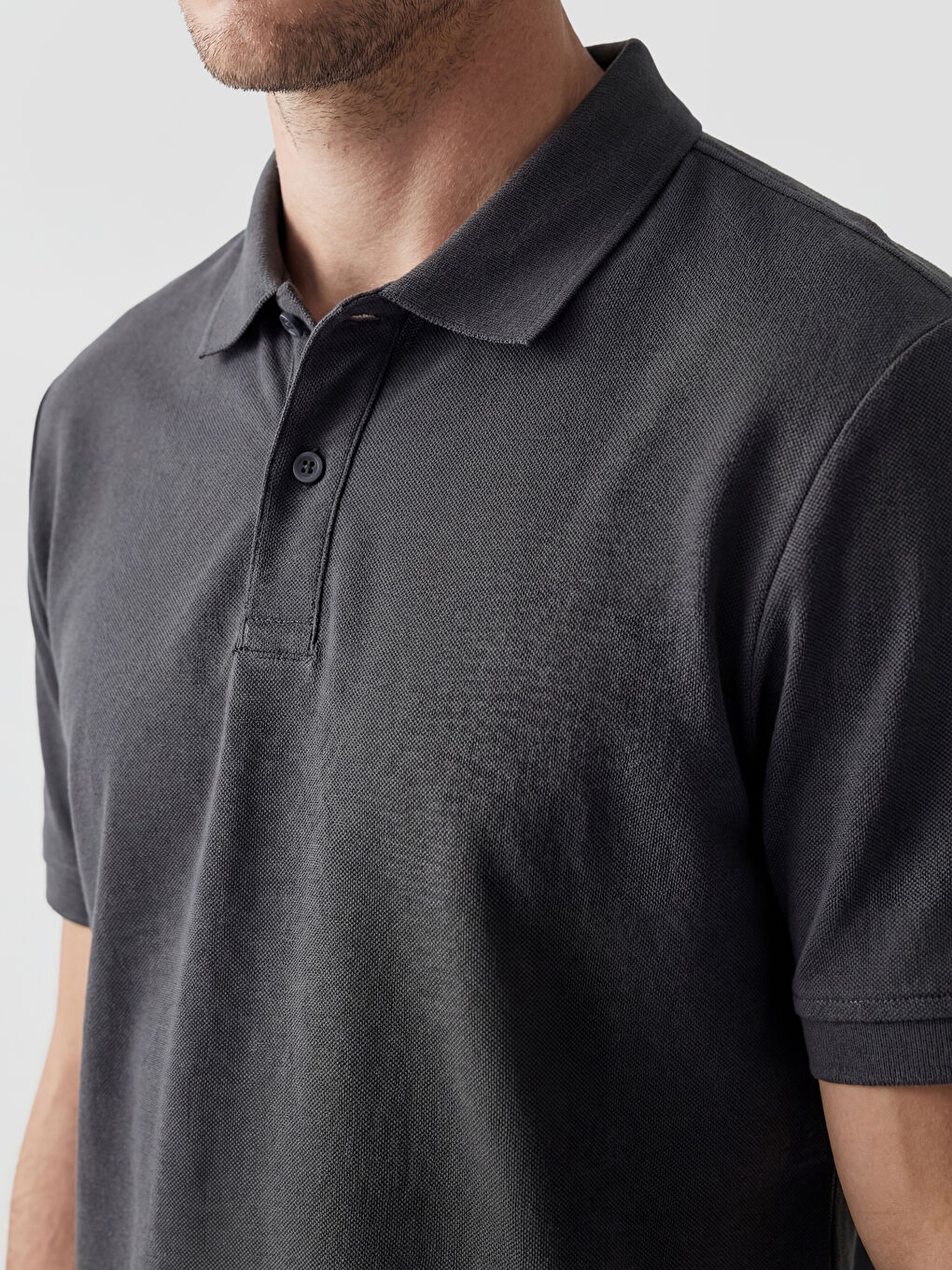 Antrasit Polo Yaka Pike Erkek Tişört-2