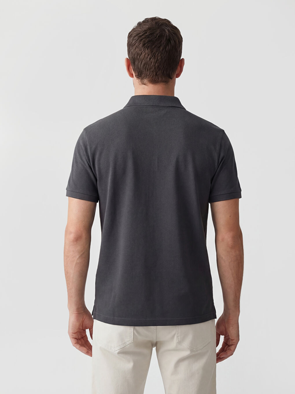 Antrasit Polo Yaka Pike Erkek Tişört-3