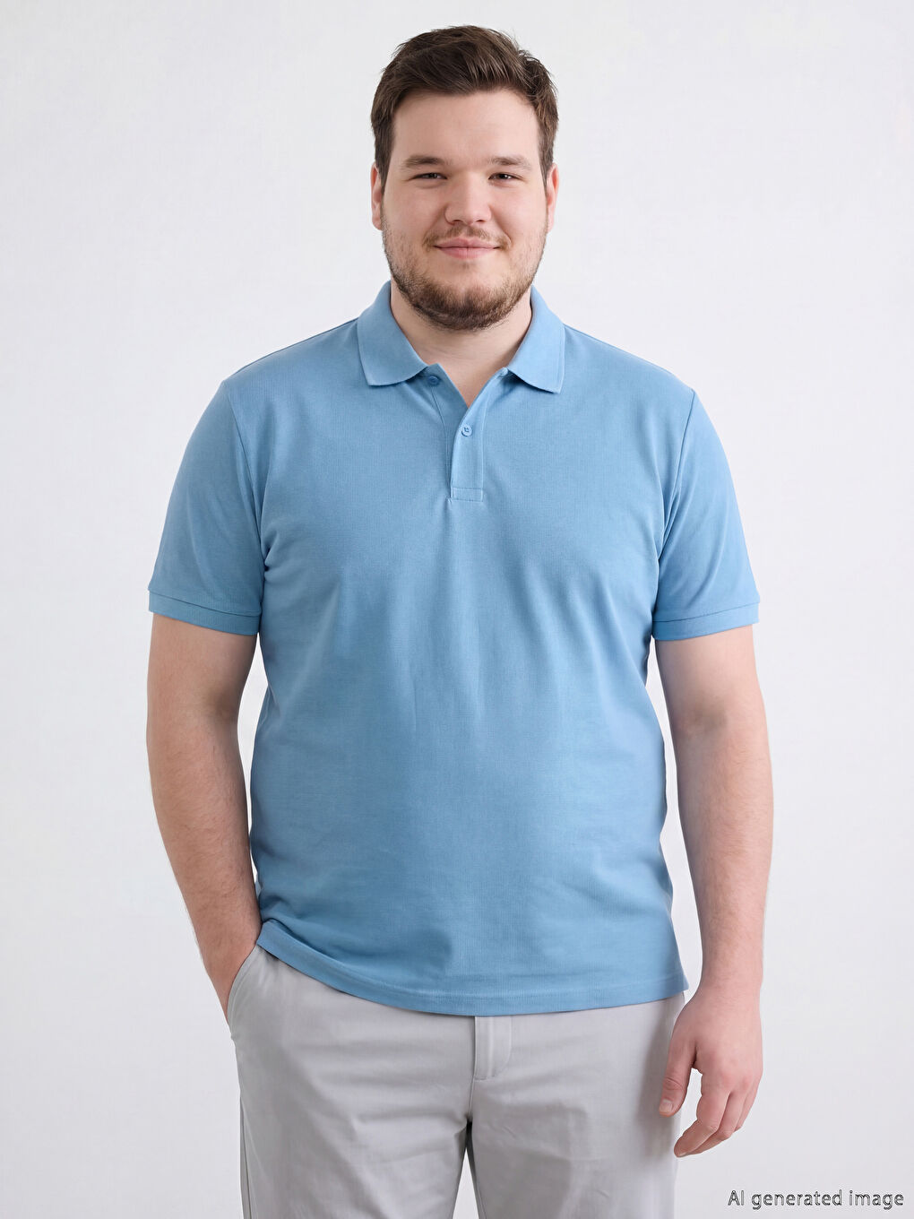 Mavi Polo Yaka Pike Erkek Tişört-1