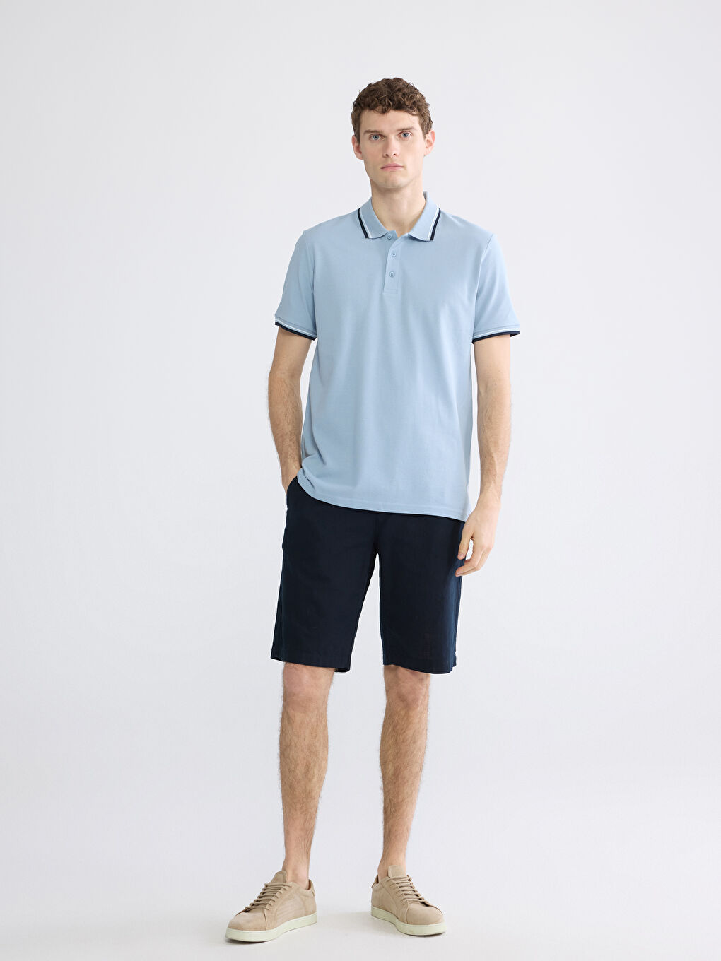 Мужчины Голубой Футболка-1