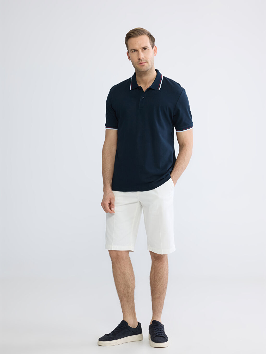 Мужчины Синий Футболка-1