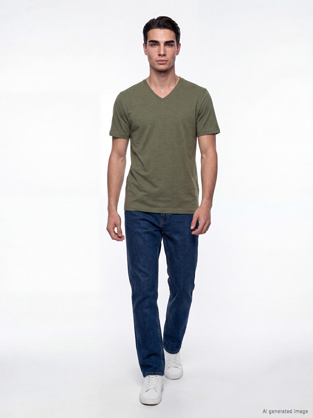 V Neck Jersey Men's T-shirt-1