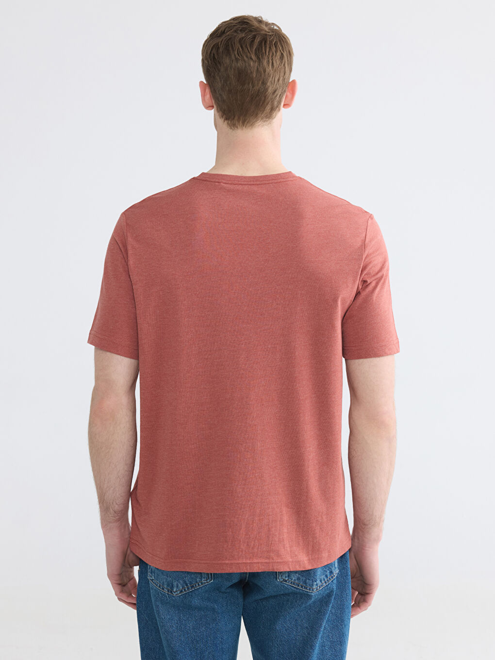 Мъжка тениска от джърси с V-образно деколте-3