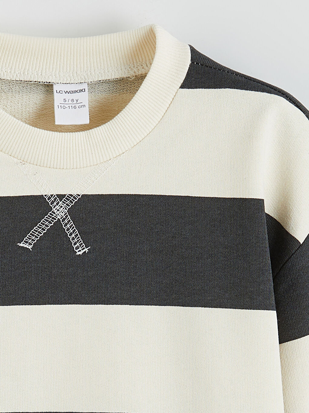 Bej Çizgili Erkek Bebek Sweatshirt-1